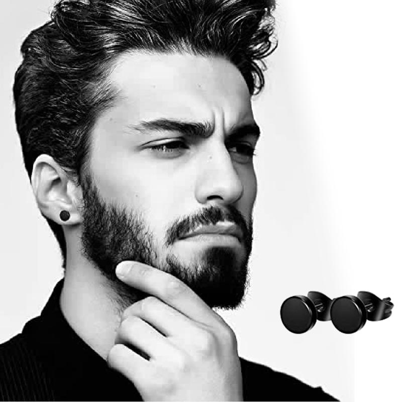 12 Pair Earrings Black Stud Earrings Stainless Steel Hoop Earrings Set Jewelry Piercings for Men Women Punk Gothic Style