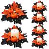 Halloween Candlestick Black Wreath Simulation Flower Maple Leaf Party Decoration Candle Tabletop Ornament Simulation Wreath