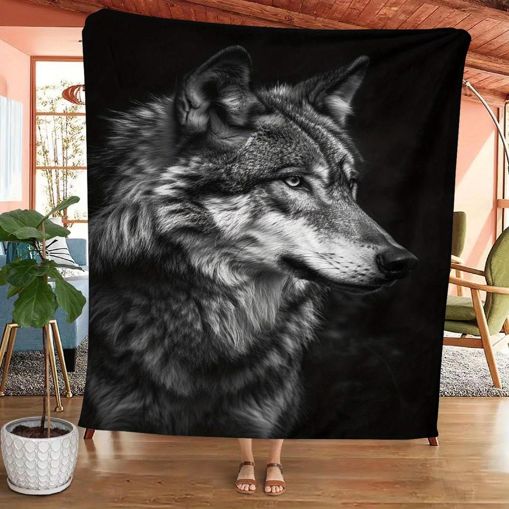 Vintage Wolf Blanket Wild Animals Nature Soft Warm Throw for Bed Sofa Living Room Travel Office Gift