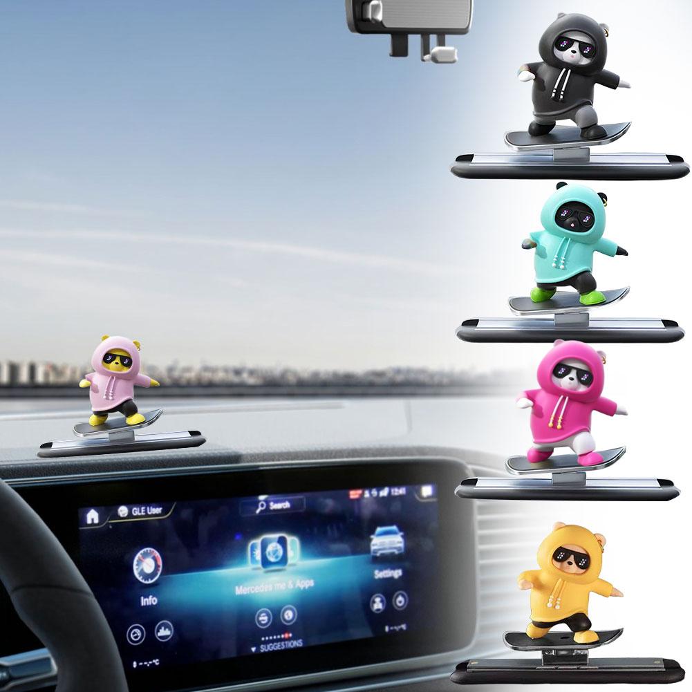 Car Automatic Sliding Skateboard Bear Alloy Cute Cartoon Console Scooter Center Skateboard Bear Decor Interior Ornaments Ca J6W9