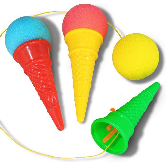Novelty Place Ice Cream Shooters Toy (Pack of 12) - Squeeze N' Pop Game - 7 Inch Multi-Color Icecream Cone Foam Ball Launcher - Great Party Favors
