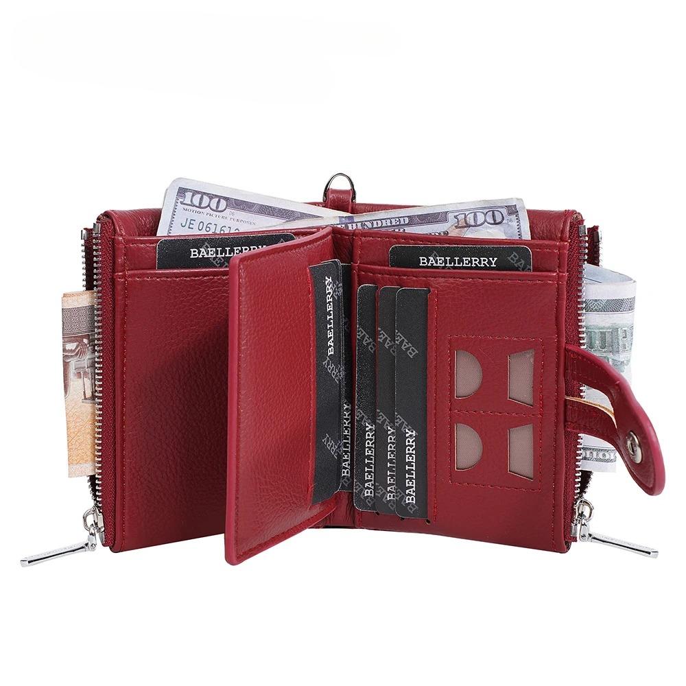 Women's Wallet with Keychain Strap Card Holder Coin Zip Pocket Ins Style Short Bifold Purse