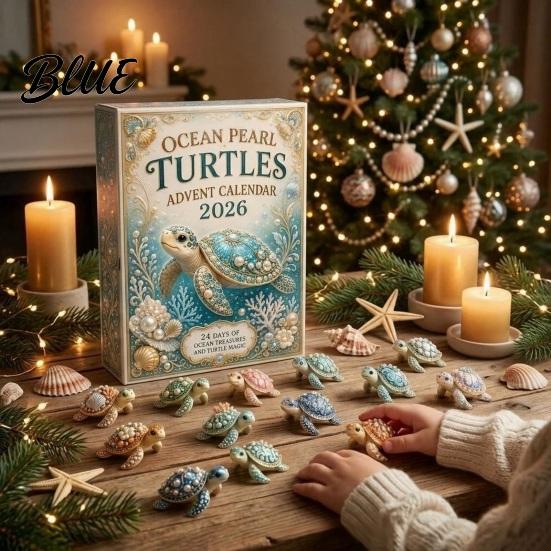 Regalo di Natale per 24 Giorni Tartaruga Perla 2026 Ragazzi Ragazze Oceano Calendario dell'Avvento Conto alla Rovescia Cieco