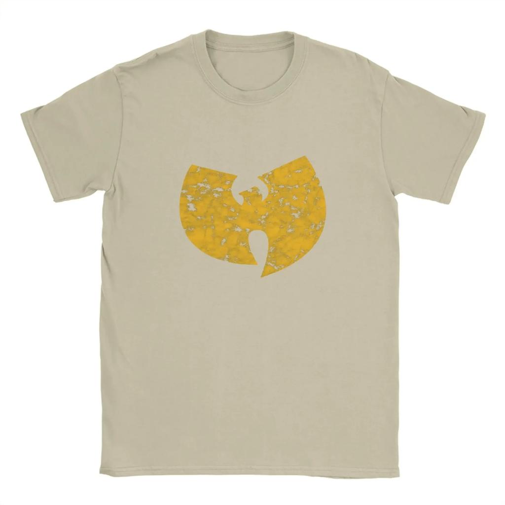 Wu Tang Clan Retro Yellow Washed Symbol Graphic T-Shirt Old School Streetwear Casual Top T-shirts