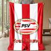 PSV Eindhoven FC Benutzerdefinierter Name Text Flanelldecke Fußball Logo Personalisierte Fleece-Wurfdecke Besonderes Geschenk für Sofa Schlafzimmer Zuhause