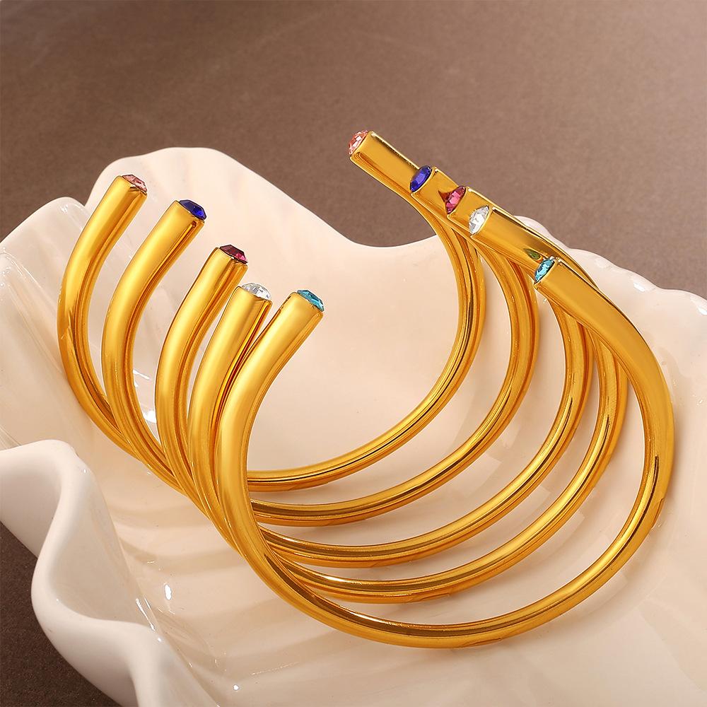 Multi-colored gemstone open bracelet light luxury minimalist color diamond temperament women's bracelet