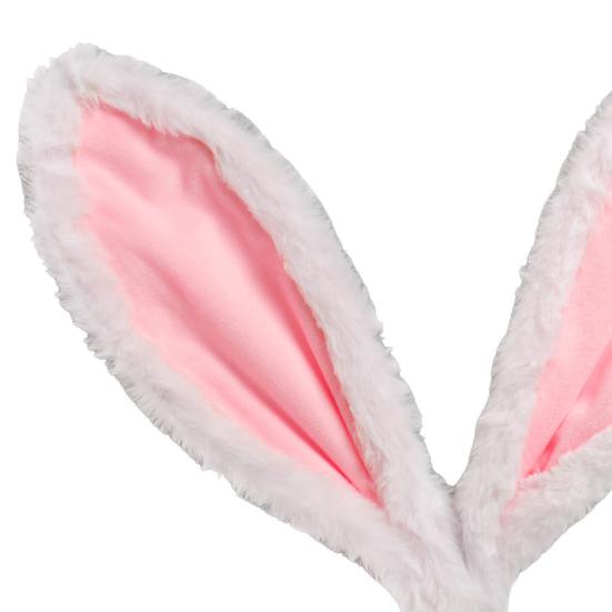 Easter Rabbit Ear Tree Topper with LED Light Plush Bunny Ears Christmas Tree Top Decoration with Metal Spring Easter Home Holiday Party Ornament