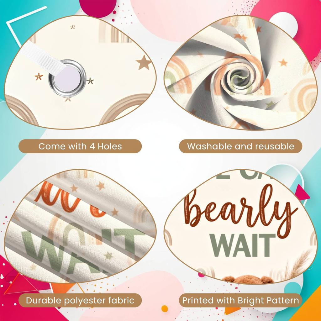 Gender Reveal Banner Neutral Color Scheme Boho Display Bearly Wait Banner Plush Bear Boho Party Display For Boho