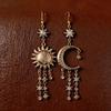 Orecchini Pendenti Bohémien Sole Luna Stella con Nappe Lunghe Accessori Gioielli Retrò Per Donne e Ragazze