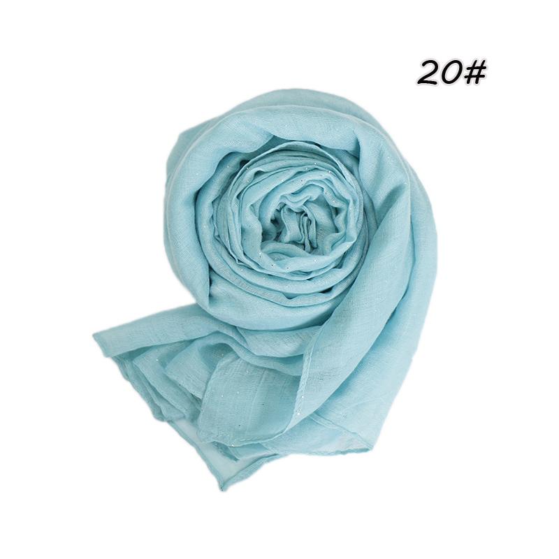 Shimmer Glitter Cotton Viscose Hijab Scarves For Women Muslim Long Shawls Headscarf Wraps Solid Headbands Stole Bufandas Turbans