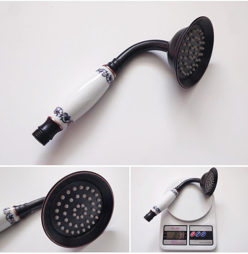 Rose Gold Stainless Steel European-Style Handheld Shower Head with Antique Black Finish