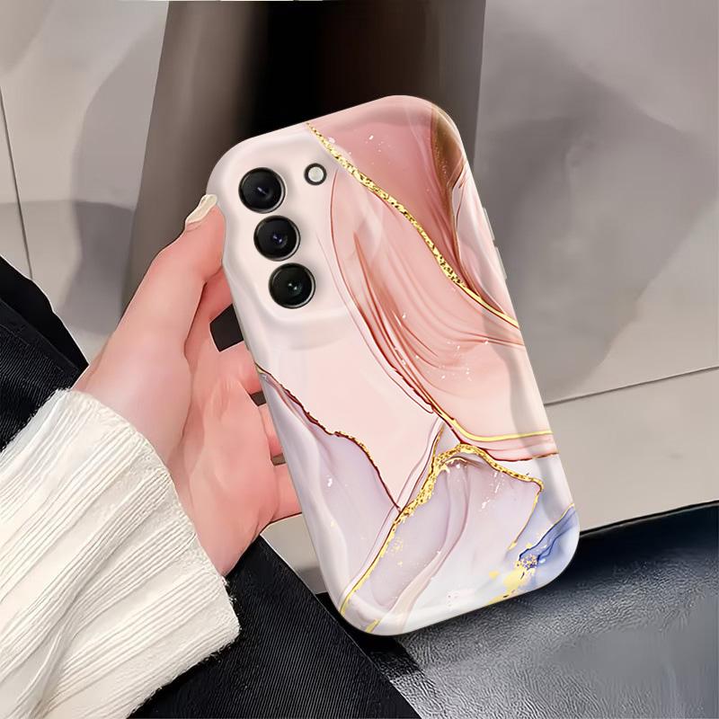 Case for Samsung Galaxy S26 S24 S23 S25 Ultra Plus FE A57 A56 A55 A54 A37 A36 A17 A07 A16 A15 5G Pink Marble Pattern Phone Cover