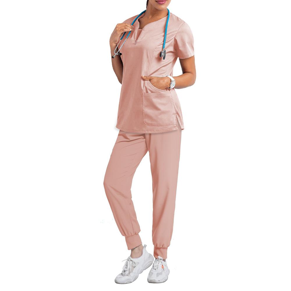 Dental Doctor Surgical Clothes Women'S Split Hand Washing Clothes Set Nursing Overalls Quick-Drying Hospital Nurse Clothes Thin Short Sleeves