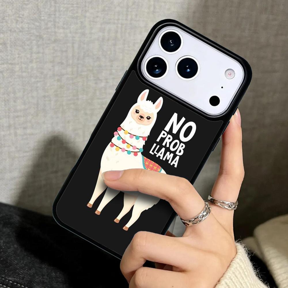 Capa Case for iPhone 17 Air 16 Pro Max 15 Plus 11 13 Mini 14 12 Back Phone Cover Happy Lama Travel No Prob Llama
