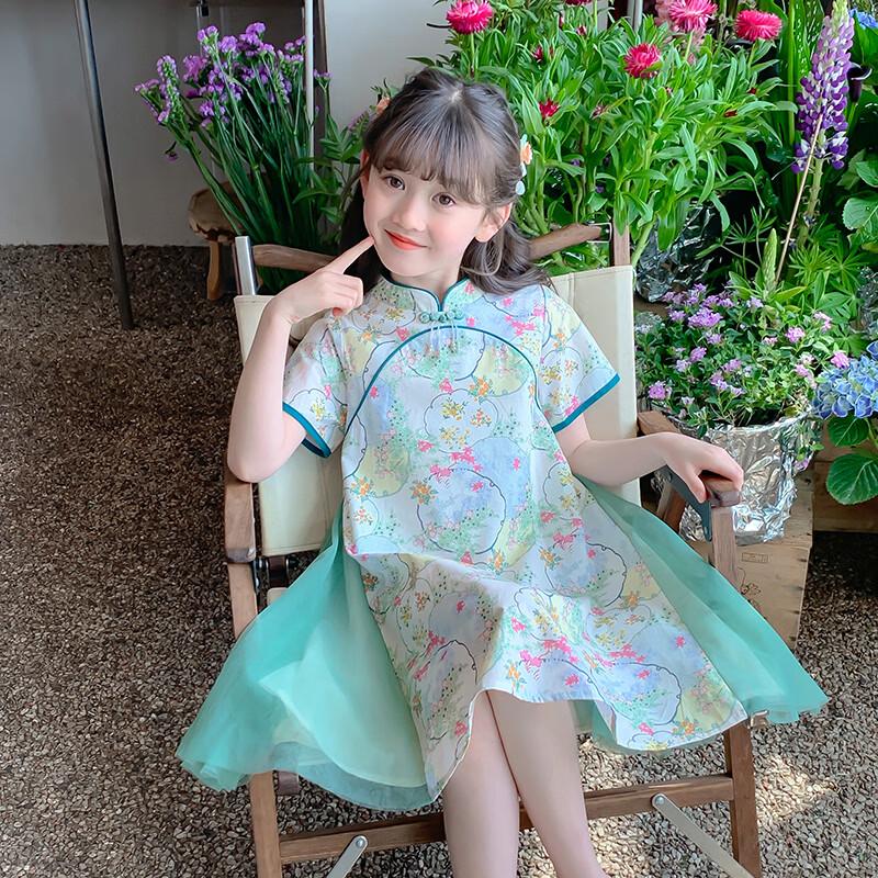 Dziewczęca Koronkowa Sukienka Księżniczki Qipao w Kwiaty