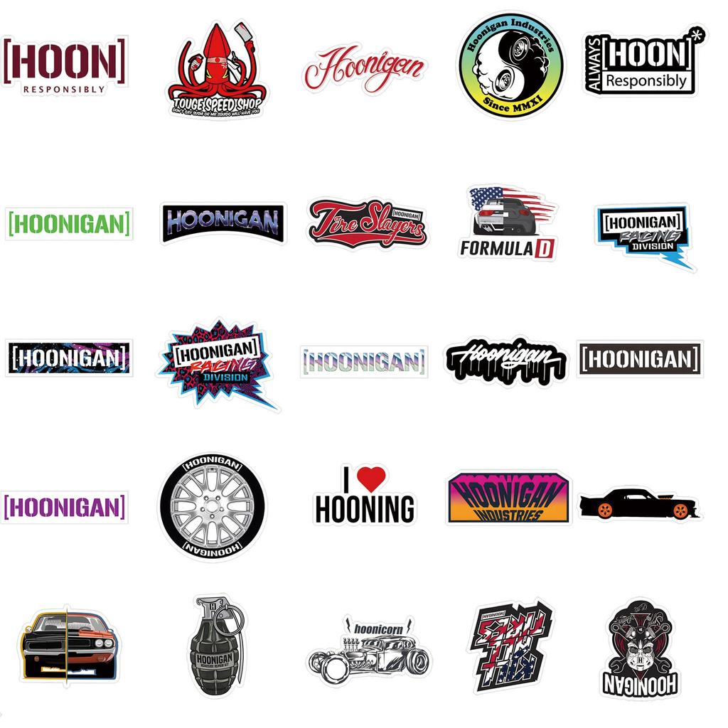10/52 Pezzi Adesivi Hoonigan Hoonigan Auto da Corsa JDM Adesivi Graffiti per Fai da Te Bagagli Laptop Skateboard Moto Bicicletta Adesivo