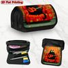A Single Black Cat Guitar Design Double-Layer Pencil Case with a Large Capacity Zipper Closure, Perfect for School, Office, And Travel Use, Making It