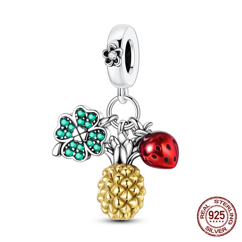 Originální přívěsek Měděný ovocný série Avokádo a Třešeň Přívěsky Korálky Pasuje na 3mm Originální náramek Náhrdelník Dámské DIY Šperky Dárek