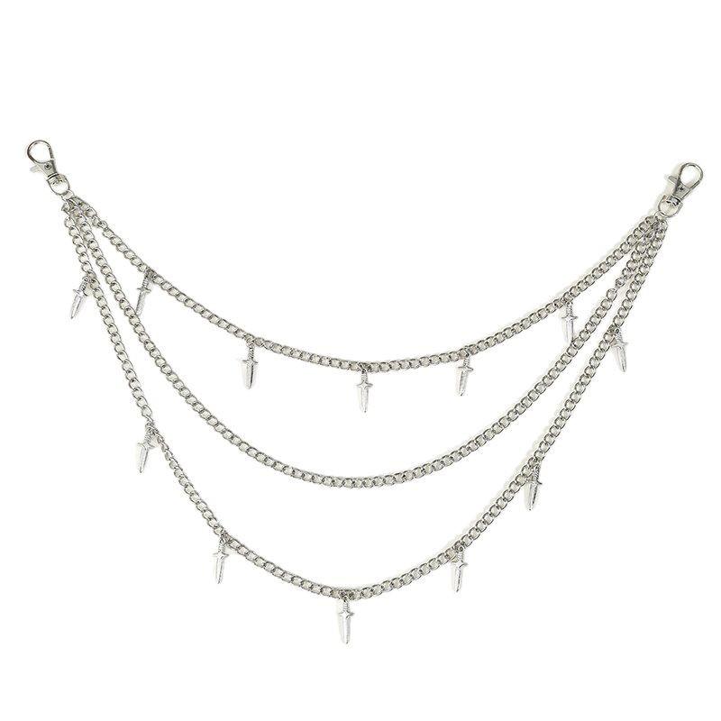 European & American Hip Hop Sword Pendant Multi-layer Metal Waist Chain