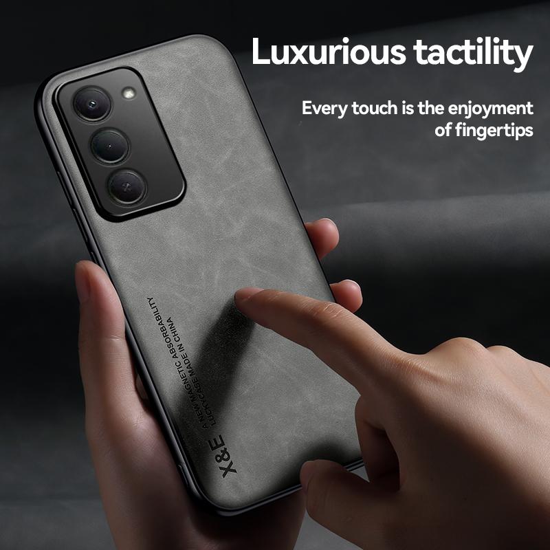 KEYSION Luxury Retro PU Leather Case for Redmi 15 5G 169.5mm Soft Silicone+PC Shockproof Phone Cover for Xiaomi Redmi 15 5G
