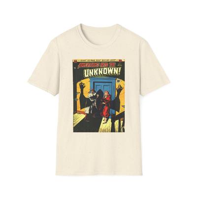 Adventures Into the Unknown Comic Cover T-Shirt and Kids Tshirt | Vintage Horror Graphic Tee | Retro Pulp Comic Shirt and Kids Tshirt