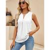 Women Solid Color V Neck Sleeveless Perforated Loose Casual Summer Tank Top