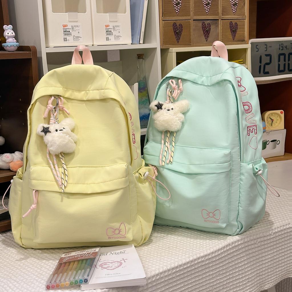 Schoolbag Korean Ins Letter Embroidery Lightweight Junior High School High School Student School Bag Women's Large Capacity Backpack