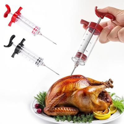 Turkey Injector with 3 Marinade Screw-on Needles Portable BBQ Grill Meat Turkey Marinade Flavor Injecting Tools Kit Kitchen Gadgets