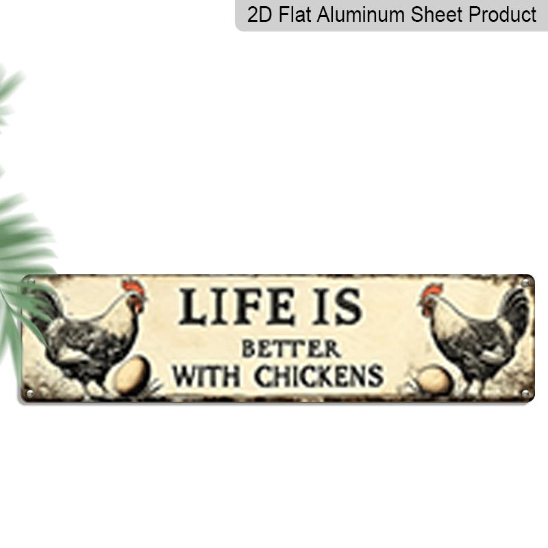 

1 Piece of ”a Better Life with Chickens Retro Aluminum Sign | Durable Metal Sign with Chicken and Egg Pattern, Suitable for Families, Bars, Cafes 40cm x 10cm