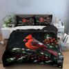 Cardinal Bird On Snowy Branch Bedding Duvet Cover Set  (1*Duvet Cover 2*Pillowcases, Without Duvet Insert)
