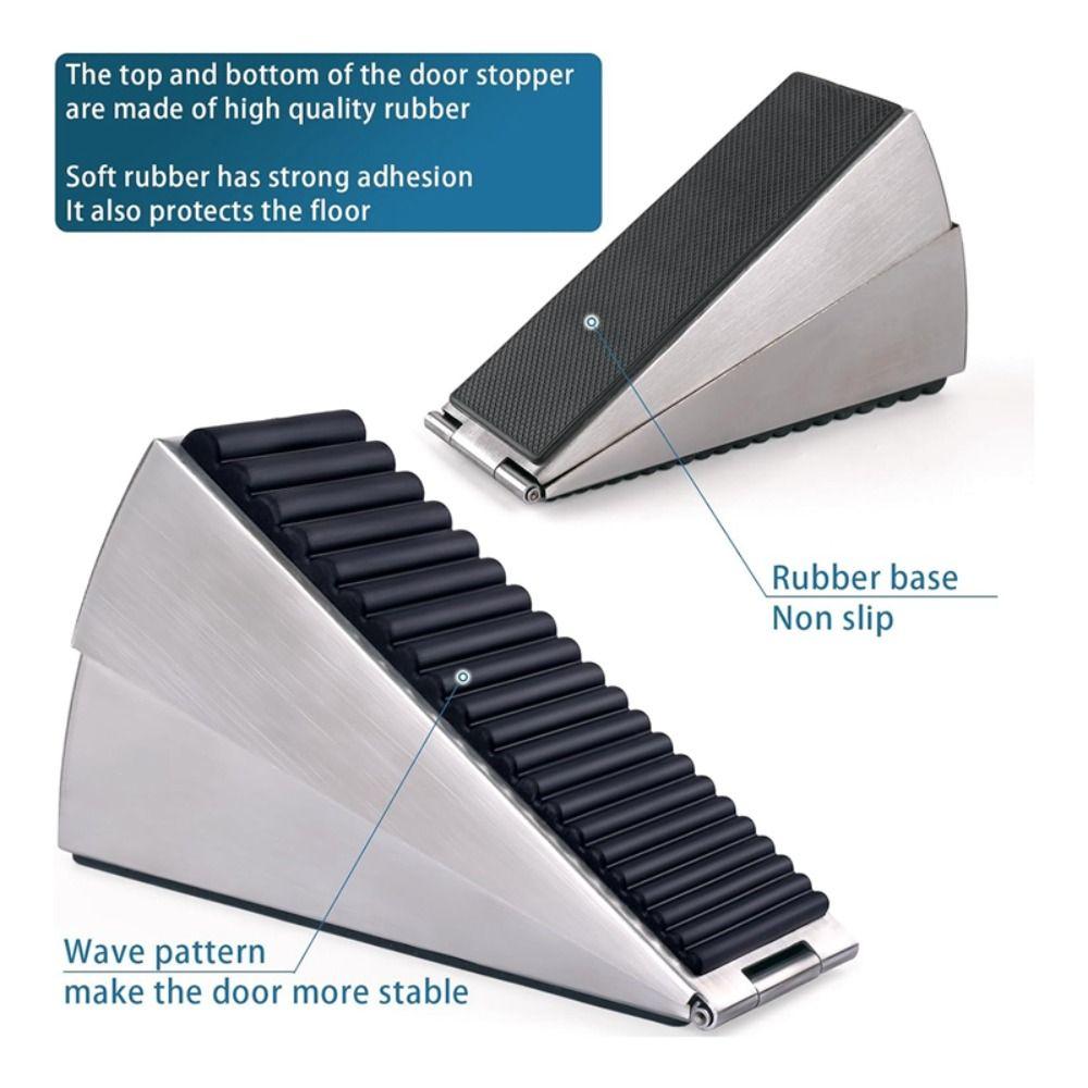 Stainless Steel Door Stop Wedge Non-slip Floor Doorstop Sturdy Spring Door Stopper  Floor Protector