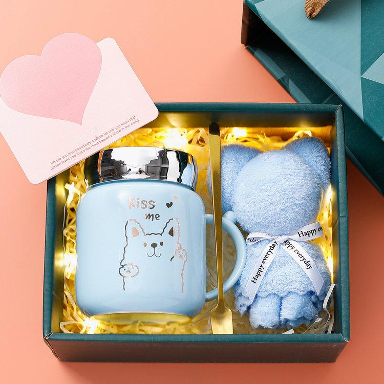 4pcs Water Cup Gift Box Ceramic Cup Creative Simplicity Mark Cup Opening Event Gift Companion Gift Set Office Cup Birthday Gift