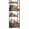 Industrial Style Bookcase, with 4 Shelves and 3 Fabric Drawers - Brown/Black