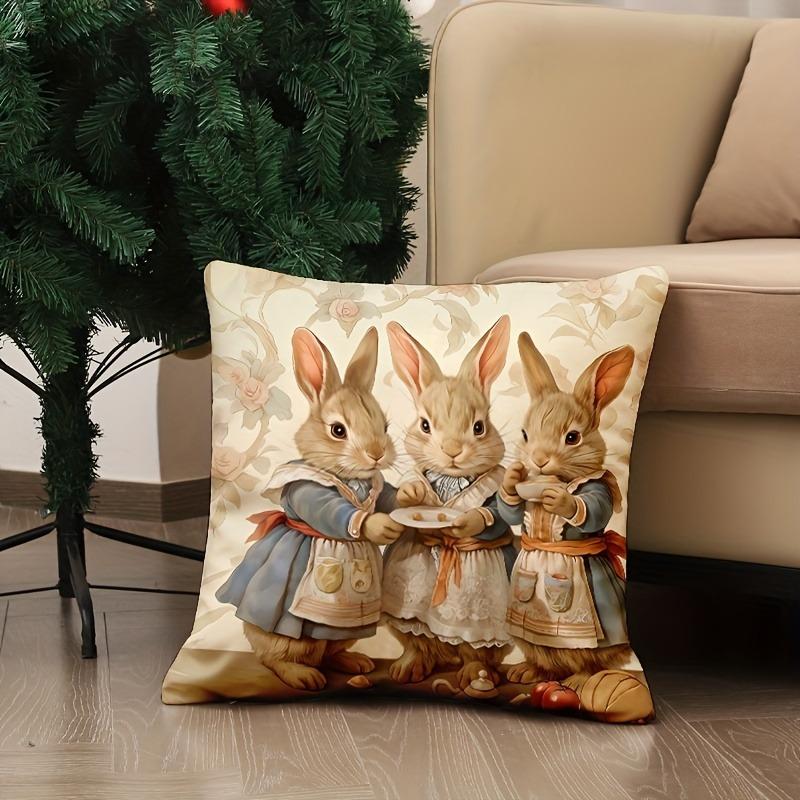 Osterdekoration Kissenbezug Kaninchenmuster Druck Kissenbezug Wohnzimmer Sofakissenbezug Schlafzimmer Heimdekoration Geschenk