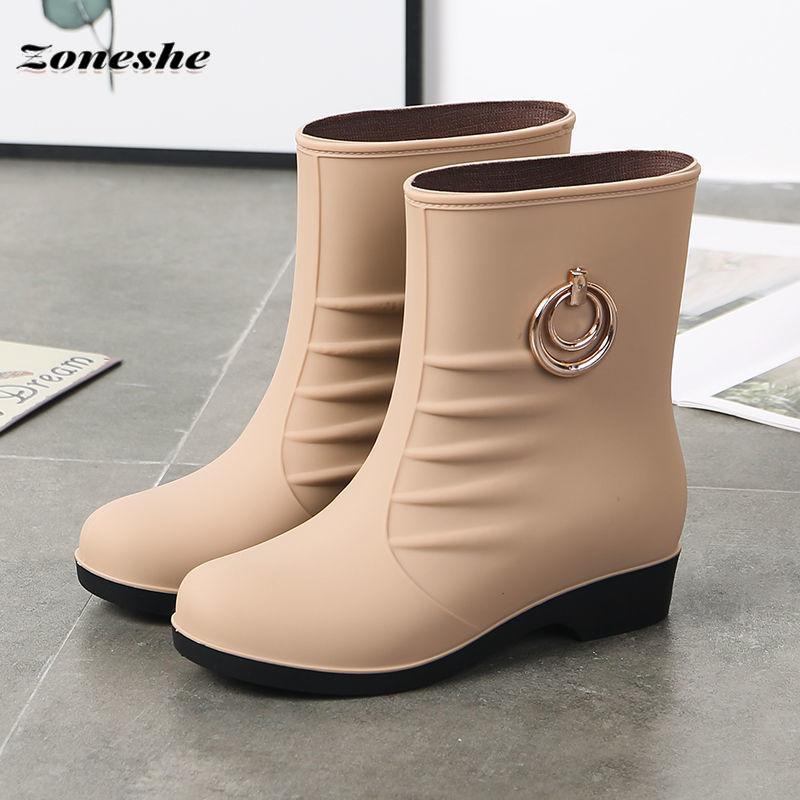 Wasserdichte Regenstiefel für Damen, Regenstiefel, koreanische wasserdichte Schuhe, Damenstiefel mit mittlerer Wade