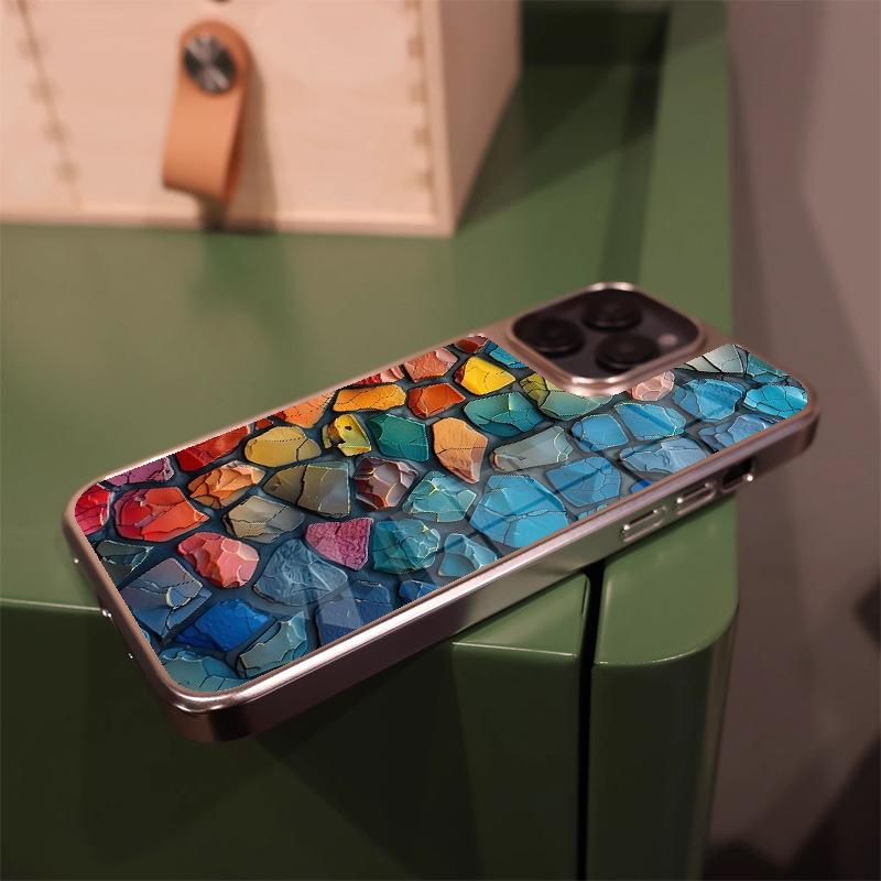 Light luxury retro art sense dopamine crack iPhone17 phone case Apple 14promax glass case