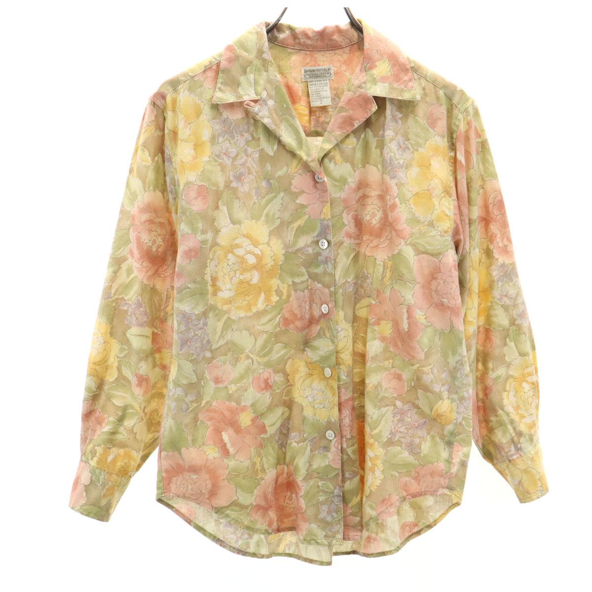 

Banana Republic 80s 90s Old Floral Long sleeve Open collar shirt S Women Used