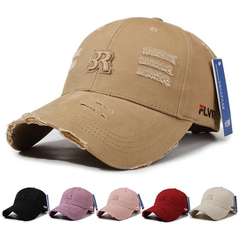 New retro autumn and winter hole letter baseball cap women's hard top casual versatile sunshade cap men's tide