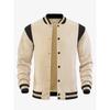 Casual Sports High-Street Fleece-Lined Cardigan Patchwork Stand-Up Collar Aviator Baseball Jacket Men’s Aviator Jacket