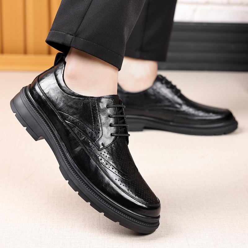 Fashion 2024 Natural Leather Hot Sale Men's Shoes Summer Fashion Trend Comfortable High Quality Thick Bottom Outdoor Brock Man Shoes