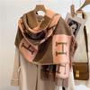 Core-spun Yarn Scarf Winter New Double-sided Long Letter Shawl Warm Holiday Gift Scarf Women
