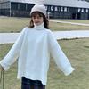 Winter Thick Turtleneck Wild Sweater Women Loose Pullover Split Solid Color Knitted Sweater