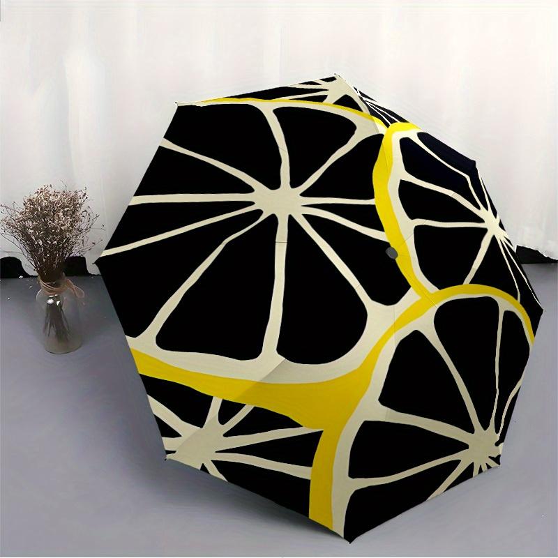 1pc Lemon Pattern Automatic Open/Close Umbrella with One Touch Button, Compact Folding Canopy, Sturdy 8 Rib Windproof Design   Lightweight  12