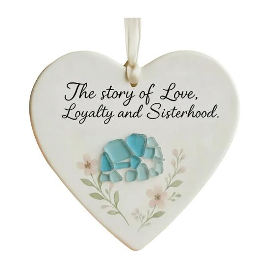 Elephant Friendship Heart Ornament Acrylic Heart-Shaped Sea Glass Friendship Decor Sea Glass Art Christmas Ornaments Gifts for Best Friends