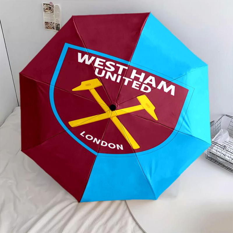 1 PC Automatic Folding Umbrella - West Ham Pattern Portable Foldable Design With 8 Ribs Christmas Birthday Gifts