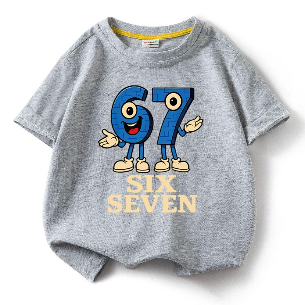 Kids Short Sleeve Tee T Shirt 67 Six Seven Funny Number Boys Girls Cotton Tops Sleeveless Girl Tshirt Summer Kids Clothing