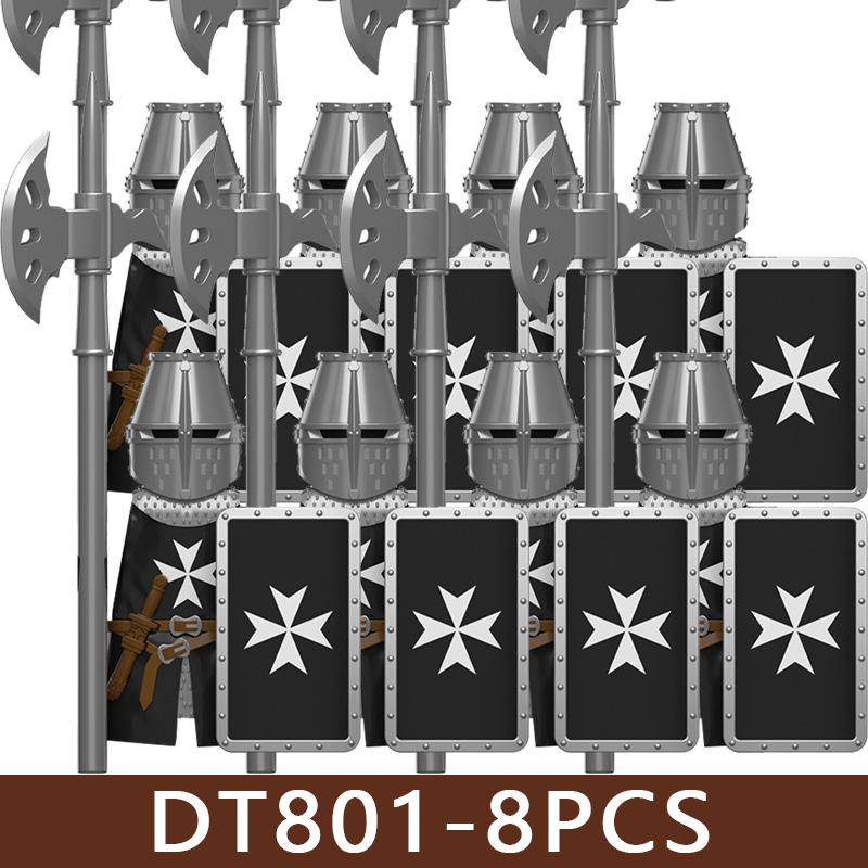 Medieval Roman Soldier Figures Building Blocks MIlitary Castle Warrior Hospital Templar Knight Flag Cloak Accessories Bricks Toy