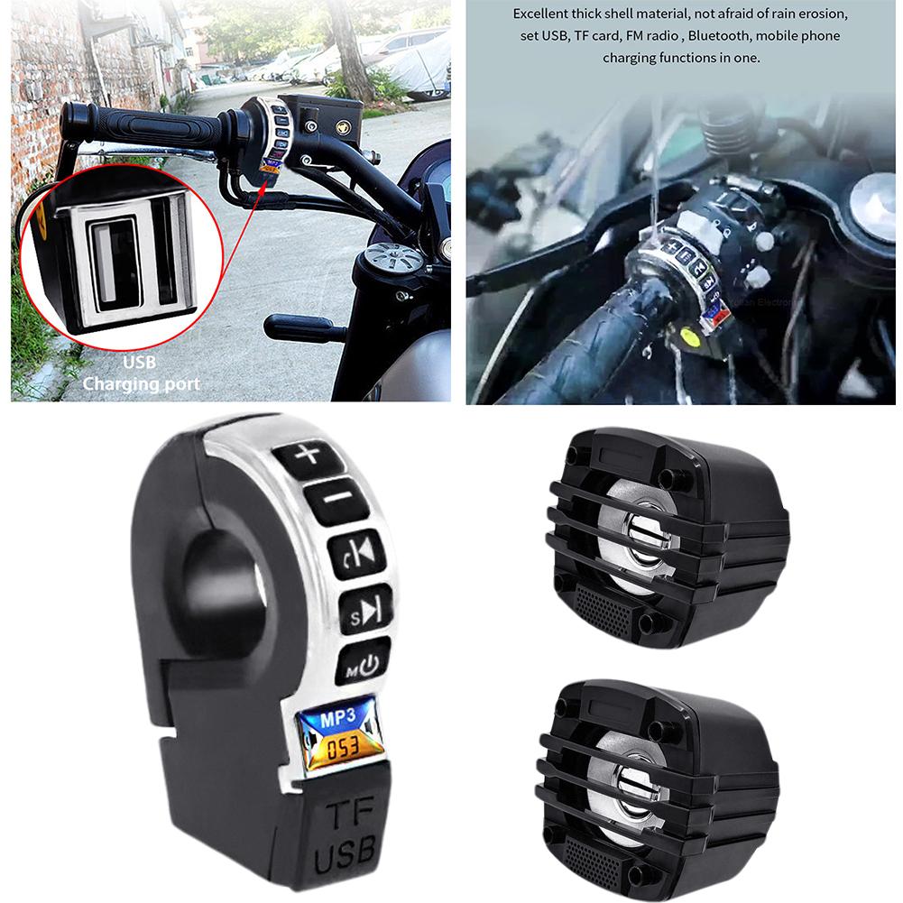 E-Bike Motorcycle Handlebar Audio Bluetooth-Compatible Speaker with Handle Switch TF Card Playback & USB Mobile Phone Charging