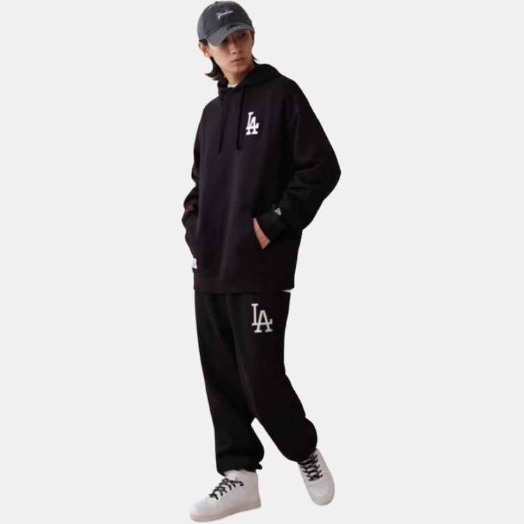 New Era Blue And White Porcelain Series MLB Los Angeles Dodgers Loose Fit Graphic Print Drawstring Hoodie Unisex Hoodies Black 14385193