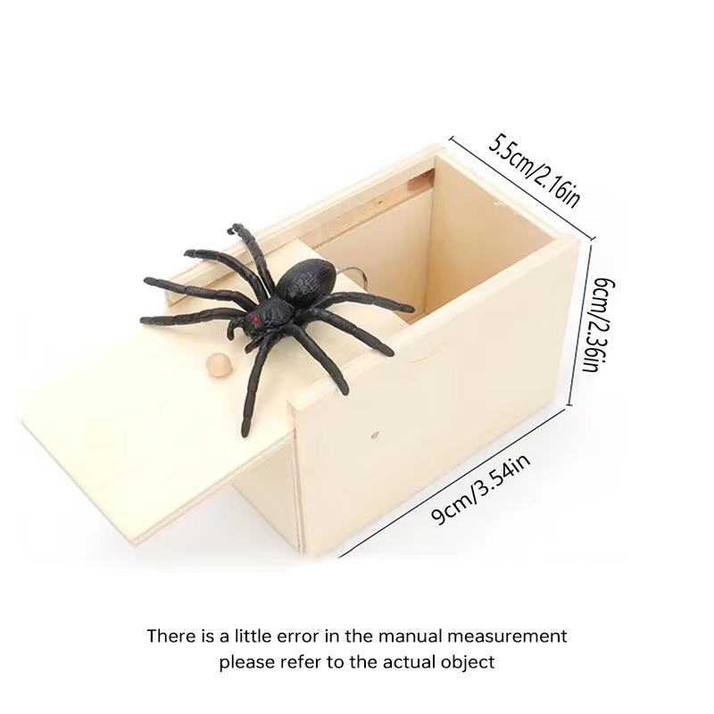 Trick Spider Funny Scare Box Wooden Hidden Box Quality Prank Wooden Scare Box Fun Game Prank Trick Friend Halloween Office Toys